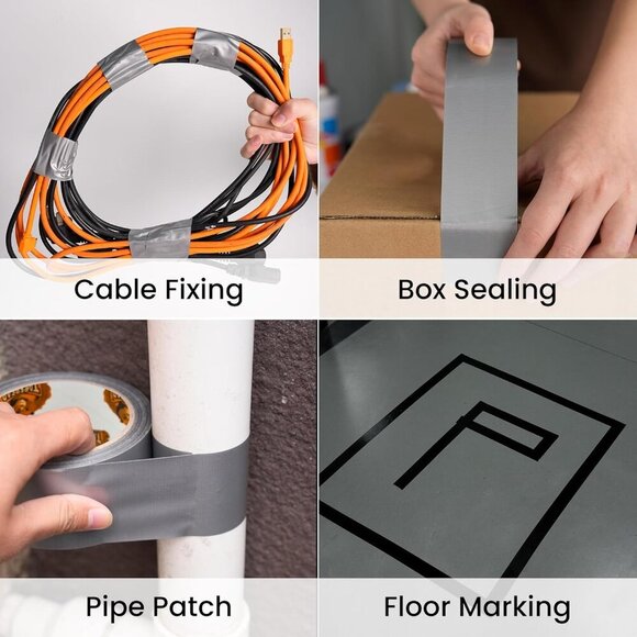 Duct Tape Heavy Duty 1.88 Inch x 30 Yards90Feet, Black Waterproof Tape 9mil Stro - Picture 3 of 7